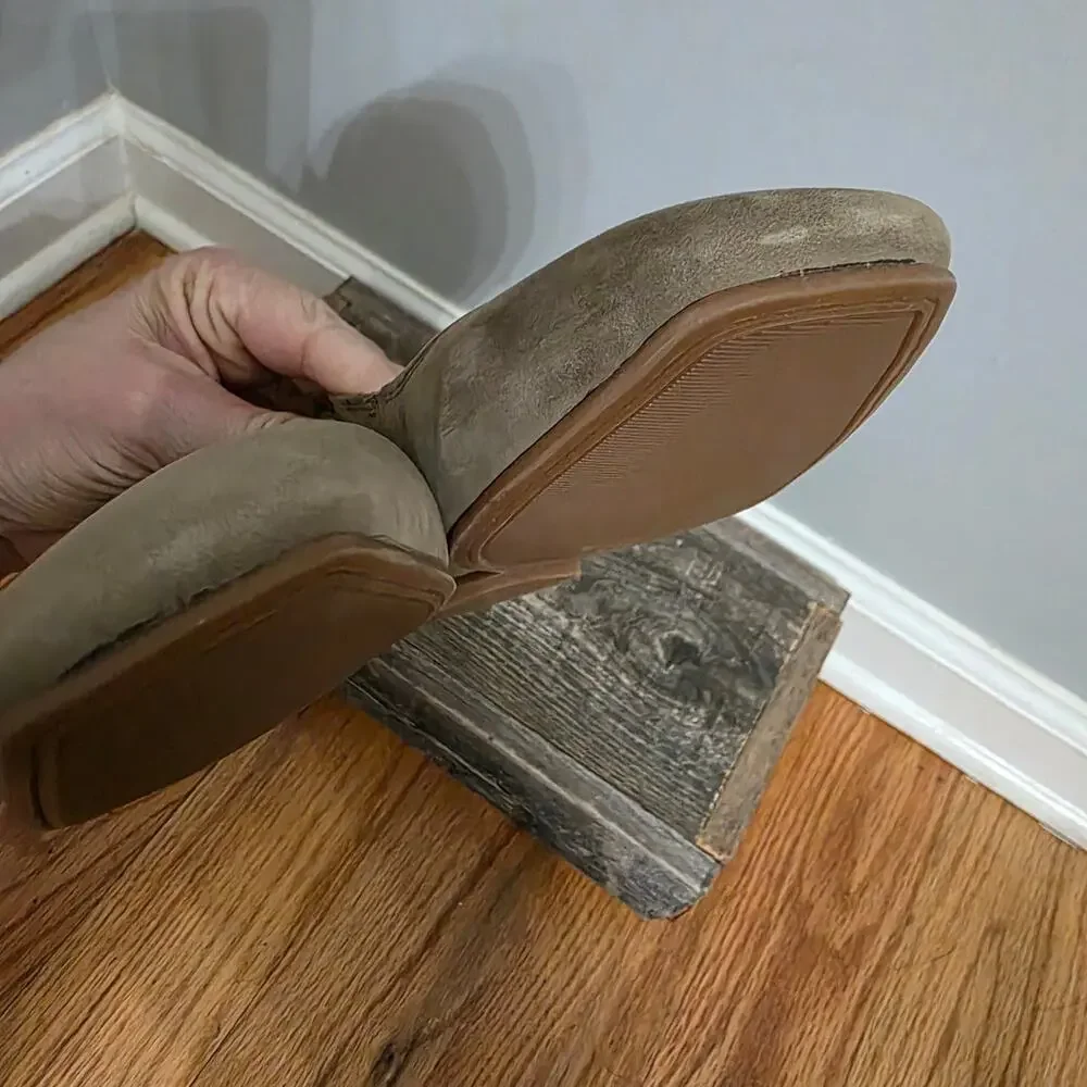 Lucky Brand Dellie Fossilized Nubuck Scalloped Ballet Flats Size 7.5M